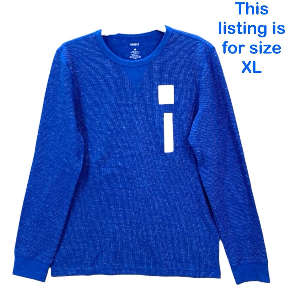 Sonoma Blue Thermal Knit Long Sleeve Pullover Crew Neck Shirt Men’s Size XL NWT